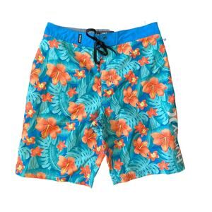 Hurley Boy’s Hawaiian Neptune Blue Board Shorts Size 14